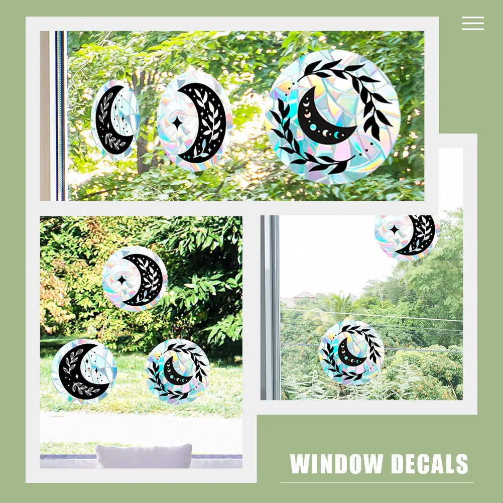 3 Sheets Anti Bird Strike Stickers Glass Decoration Warning Clings Window Decals Prism Static Bird Deterrent Home Office