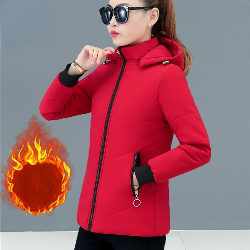 2024Whole Sale New Autumn Winter Women Cotton Jacket Padded Casual Slim Coat Emboridery Hooded Parkas Wadded Warm Overcoat L68