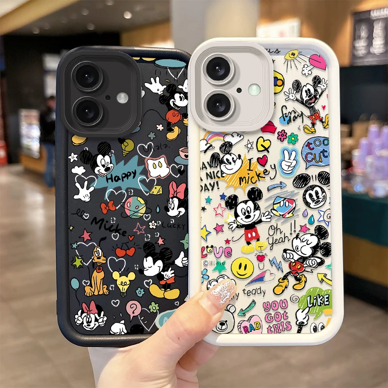 Funda de teléfono suave con grafiti de Disney Mickey para iPhone 17 Air 16E 16 15 14 Plus 13 12 11 Pro Max XR SE 2020 SE4 7 8 funda de silicona