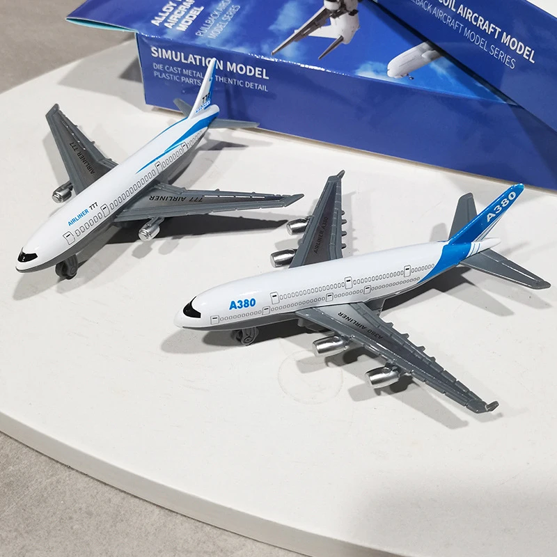 1/2 pçs inércia avião de linha brinquedos crianças simulação liga puxar para trás avião brinquedo modelo meninos presente desktop ornamento