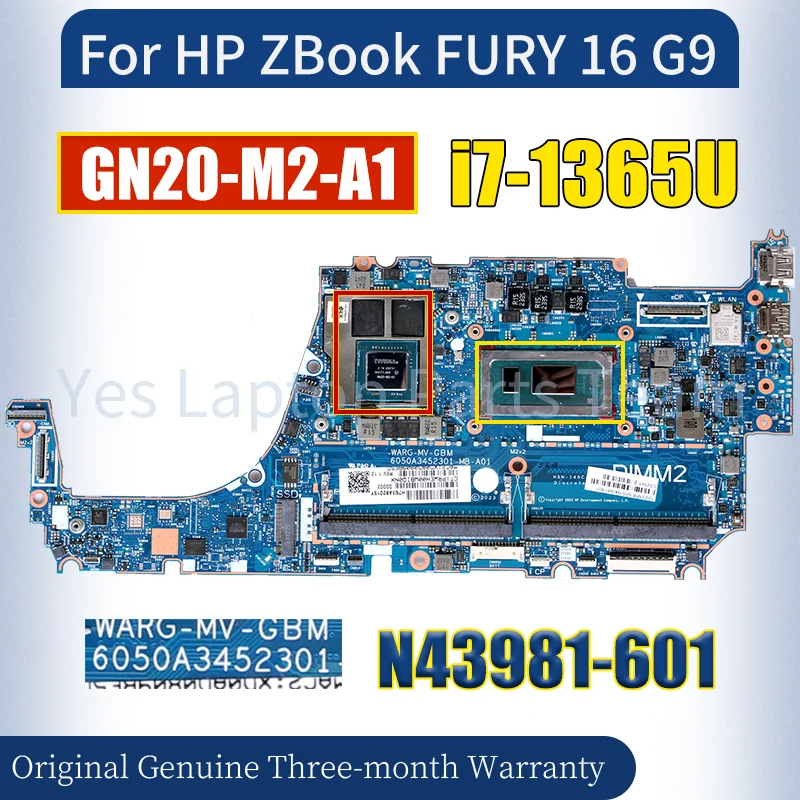 

6050А 3452301 Материнская плата для ноутбука HP ZBook FURY 16 G9 N43981-601 SRMM0 i7-1365U GN20-M2-A1, материнская плата для ноутбука