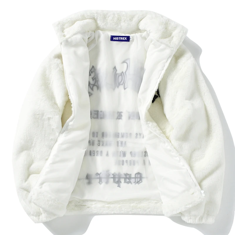 HISTREX Men Rabbit Fur Jacket Parkas,Hip Hop Fluffy Coat,Winter Fleece Overcoat,Outerwear Streetwear,Korean Women Y2k Clothing