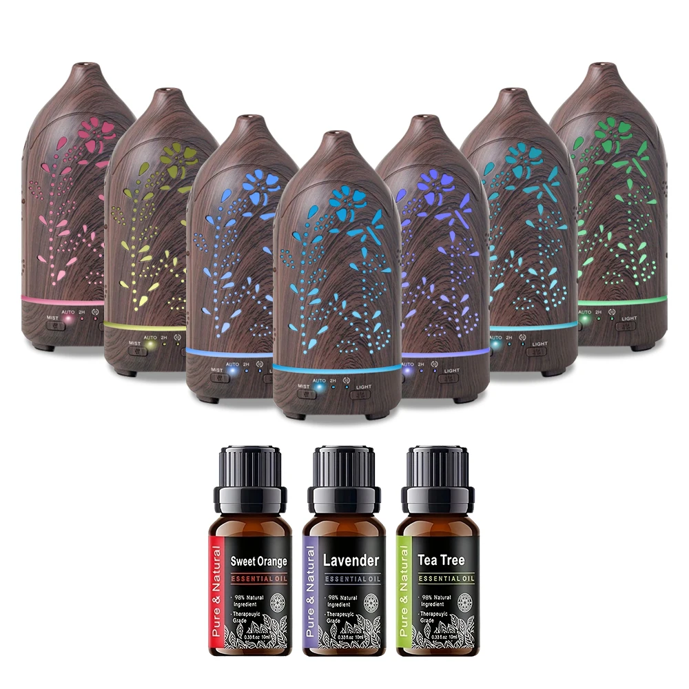 

7-цветный ультразвуковой диффузор для ароматерапии эфирного масла, ночник, автоматическое отключение, идеально подходит для спален