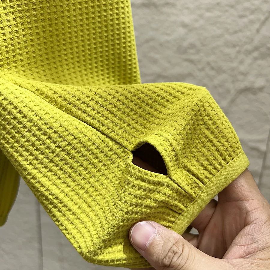 Unisex Mountain-Style Color-Block-Kapuzenpullover – Atmungsaktives Waffelstrick-Langarmshirt für Outdoor-Wanderungen & Radfahren – Detail 21