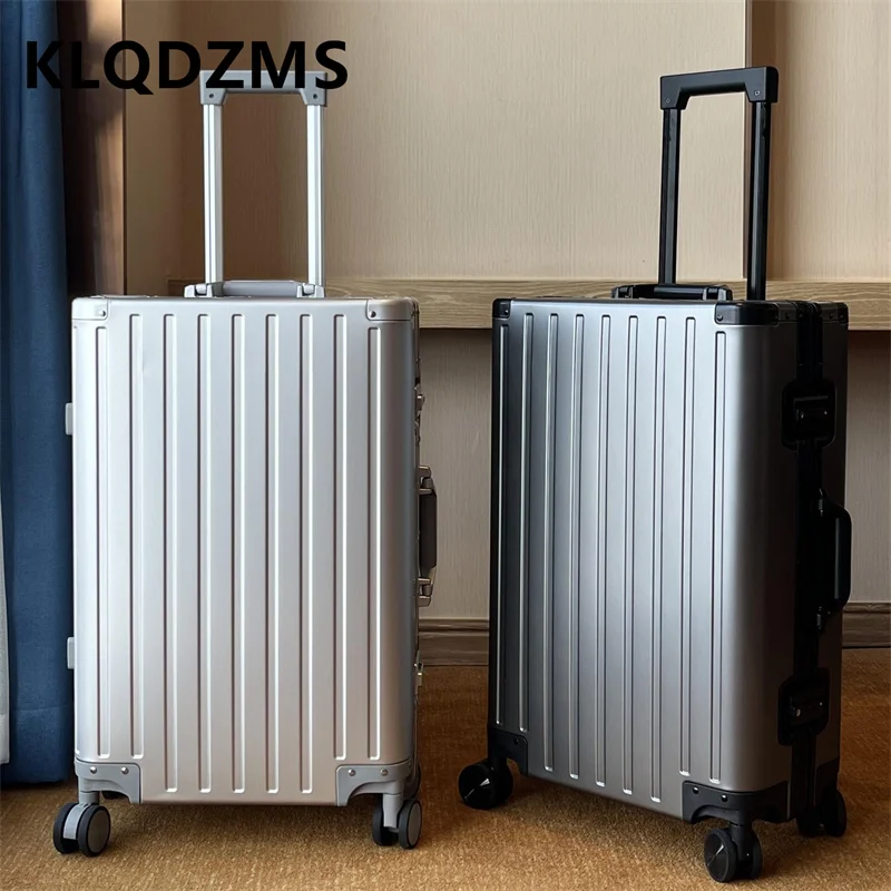 

KLQDZMS Handheld Travel Suitcase Full Aluminum Magnesium Alloy Boarding Box Large-capacity Business Trolley Case Rolling Luggage