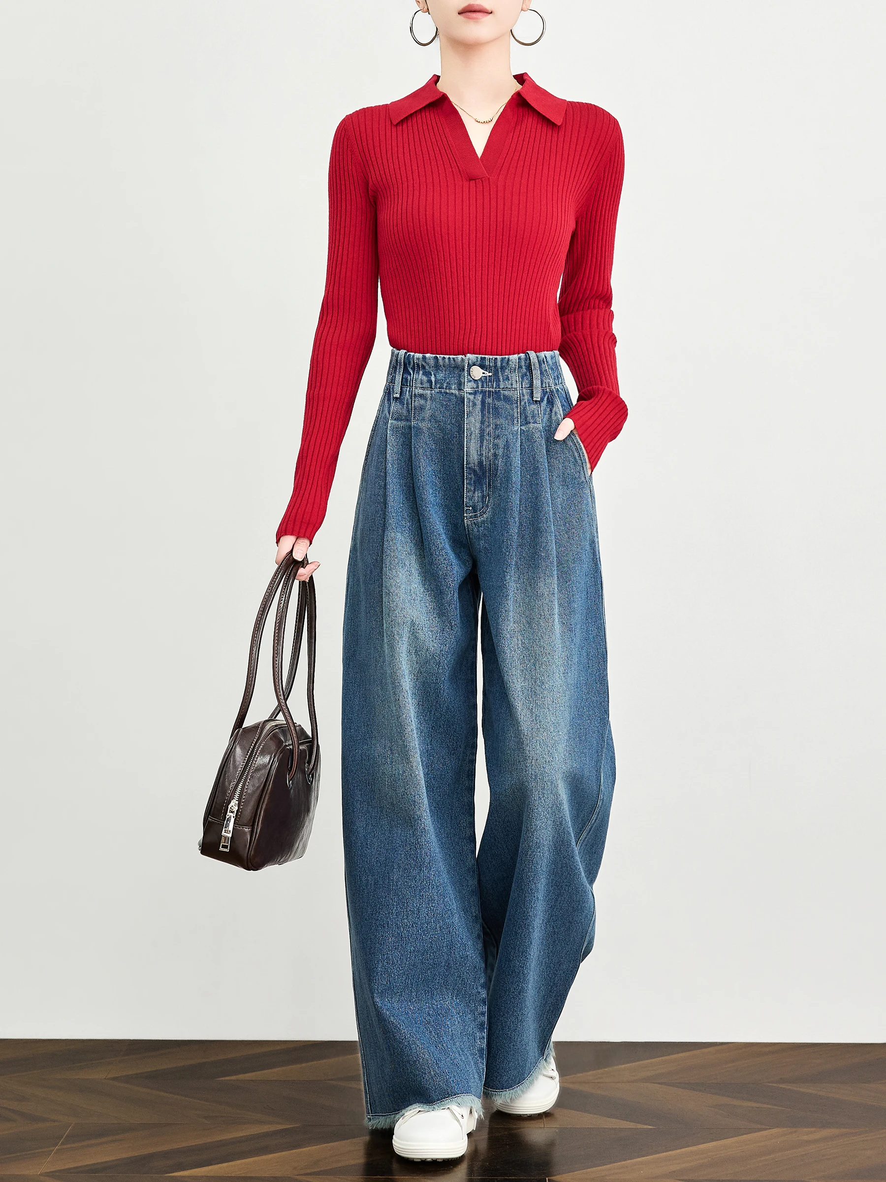 

Джинсы с высокой талией, широкими штанинами, прямым кроем, длиной в пол, стройнящие, повседневные, свободного кроя, весенние, из денима, для невысоких женщин