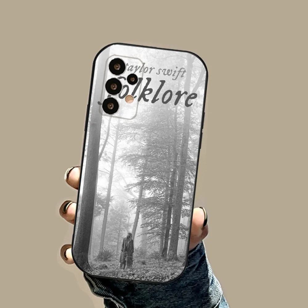 Folklore Phone Case For Samsung S24,23,23,22,30,21,10,9,Note20 Ultra,Lite,Ultra,5G,Plus,FE,Black Soft Case