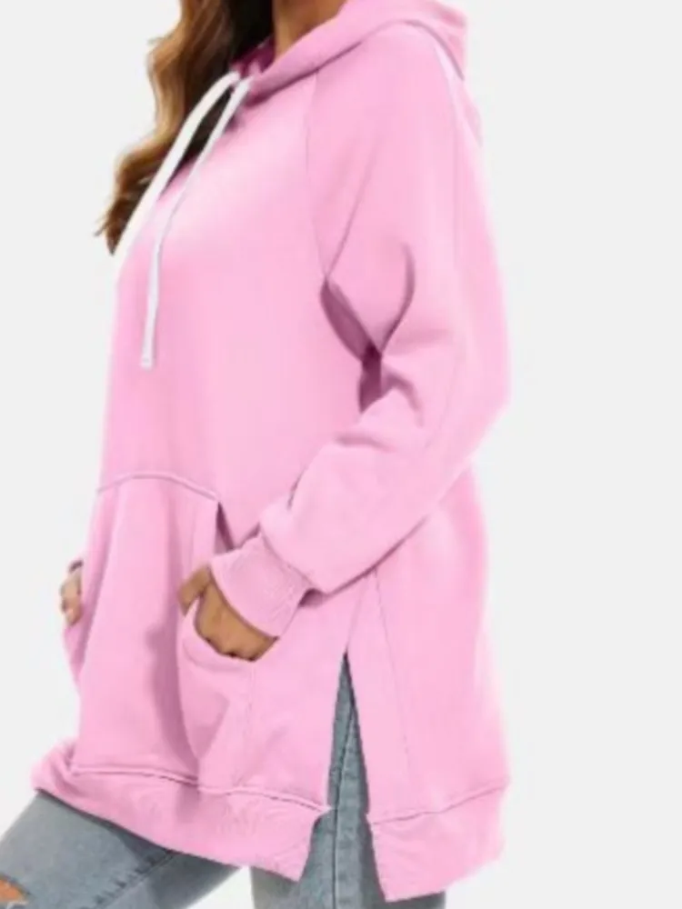 Casual Solid Hooded Hoodie For Women Fashion Long Sleeve Pullover Loose Top Lady Sports Streetwear Womens Clothing Autumn Winter
