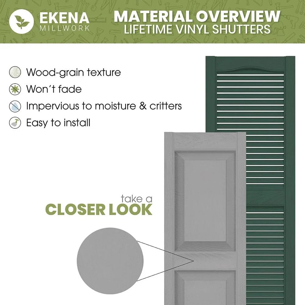 Vinyl Board and Batten Shutters Rustic Appearance Durable Weatherproof Easy Installation with Hardware Ideal Traditional Homes