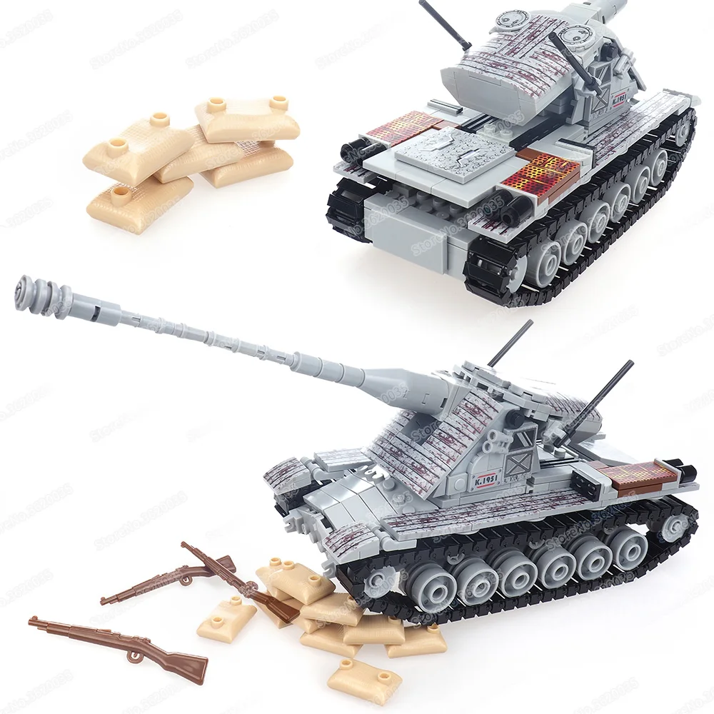 Military Emir Kranvagn Heavy Tank Building Block Assemble Moc WW2 Figures King Of Mountains Weapons Model Children Gift Boy Toys