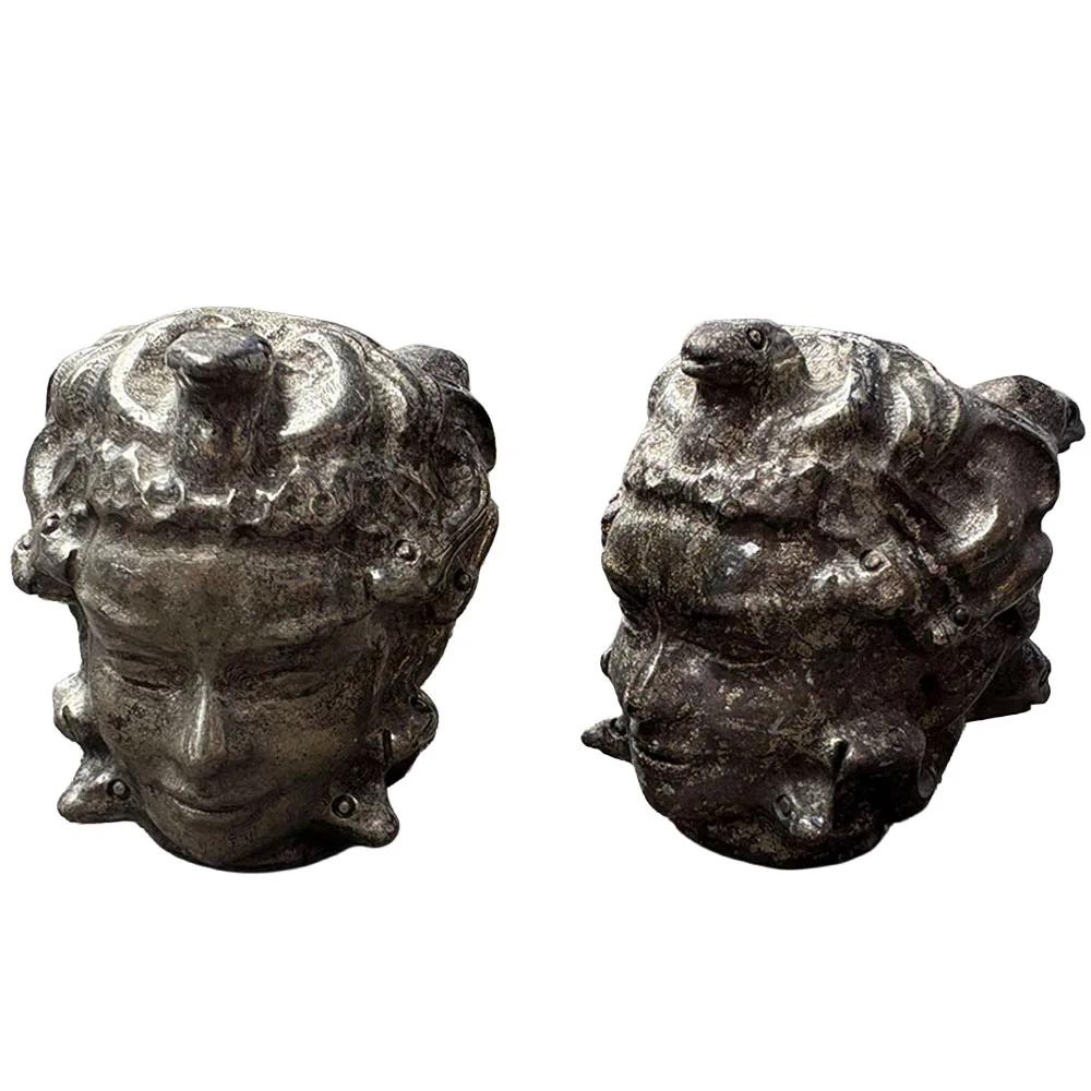 Custom 5.5cm Pyrite Medusa Head Crystal Carving - Handcrafted Healing Gemstone Mythical Figurine