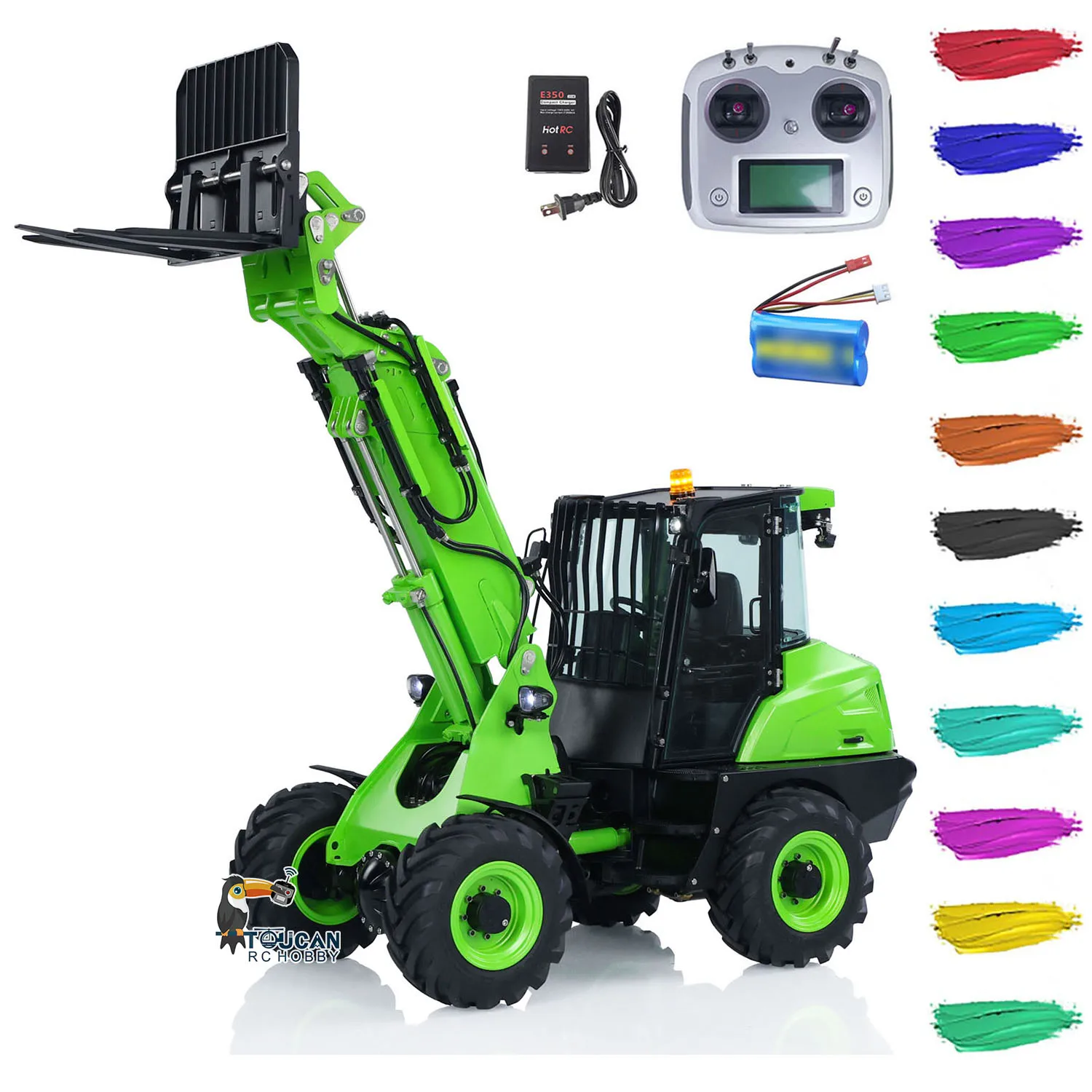 

1/14 Metal LESU AT1050 RTR Hydraulic RC Telescopic Arm Loader Forklift Truck I6S Light Sound TOUCAN DIY Painted Boys Toys