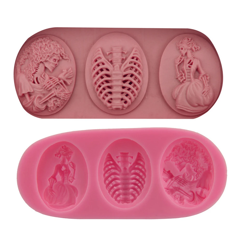 

Silicone Cake Mold Skull Shaped Fondant Molds Halloween Pan Decorations Baking Tool Food Grade Non Toxic Easy Demold Clean Heat