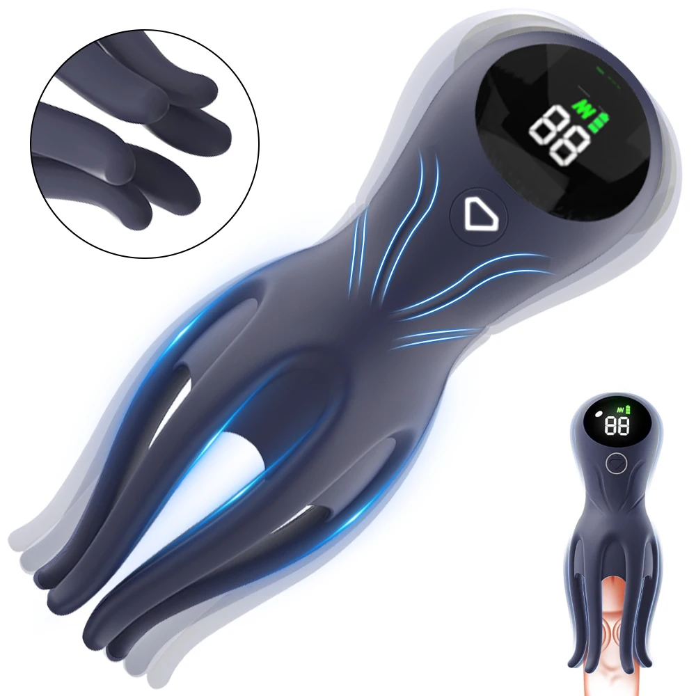 استمناء ذكر مع 12 وضع اهتزاز قوي 6 هوائي، شاشة LCD 360 °   تحفيز البظر الحليمة ألعاب الجنس الكبار