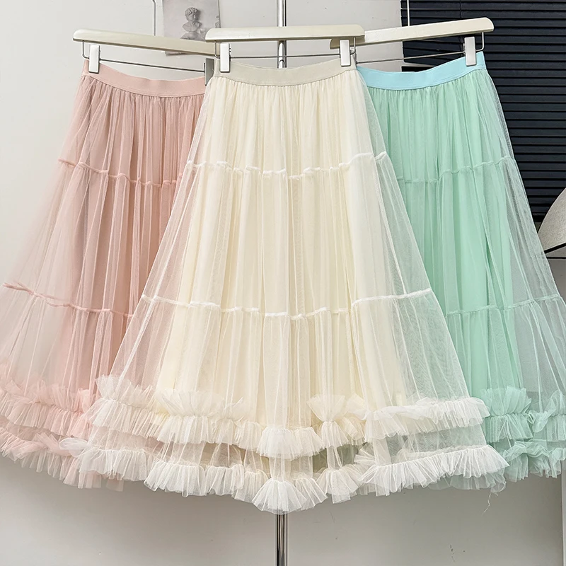 słodkie damskie spódnice z ciastem wycięte siateczkowe spódnice