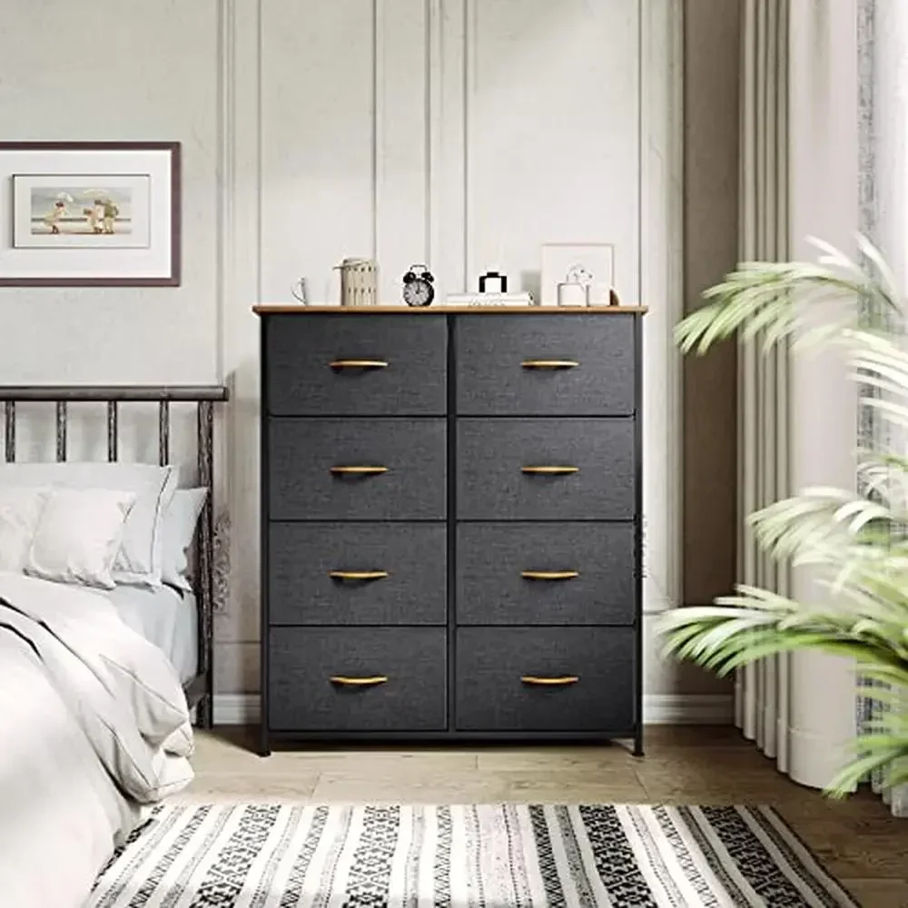 8-Drawer Fabric Dresser Tower Bedroom Living Room Storage Organizer Steel Frame Unit