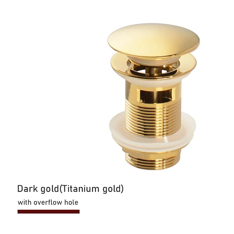 Badkamergootsteen Push Down Pop-up Stop Afvoer in geborsteld goud, mat zwart, wit, rosé goud, goud, chroom wastafelaccessoires