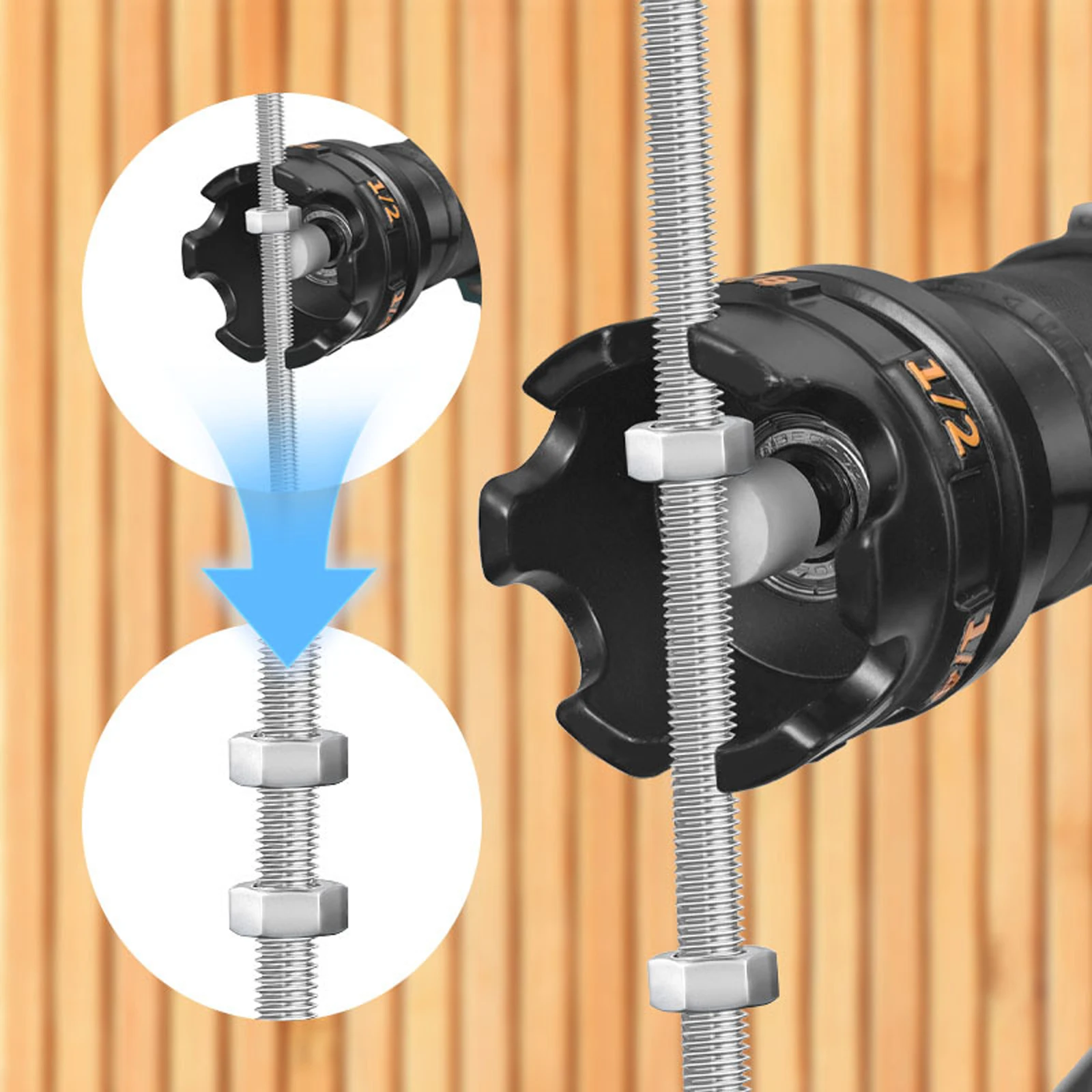 

Nuts Drill Zipper Attachment Threaded Rod Nuts Runner for 1/4in 3/8in 1/2in Threaded Rods
