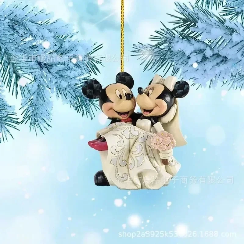 2D PVC Disney Cartoon Series Christmas Pendant Mickey Mouse Minnie Anniversary Peripherals Decorations Car Ornaments Doll Gifts