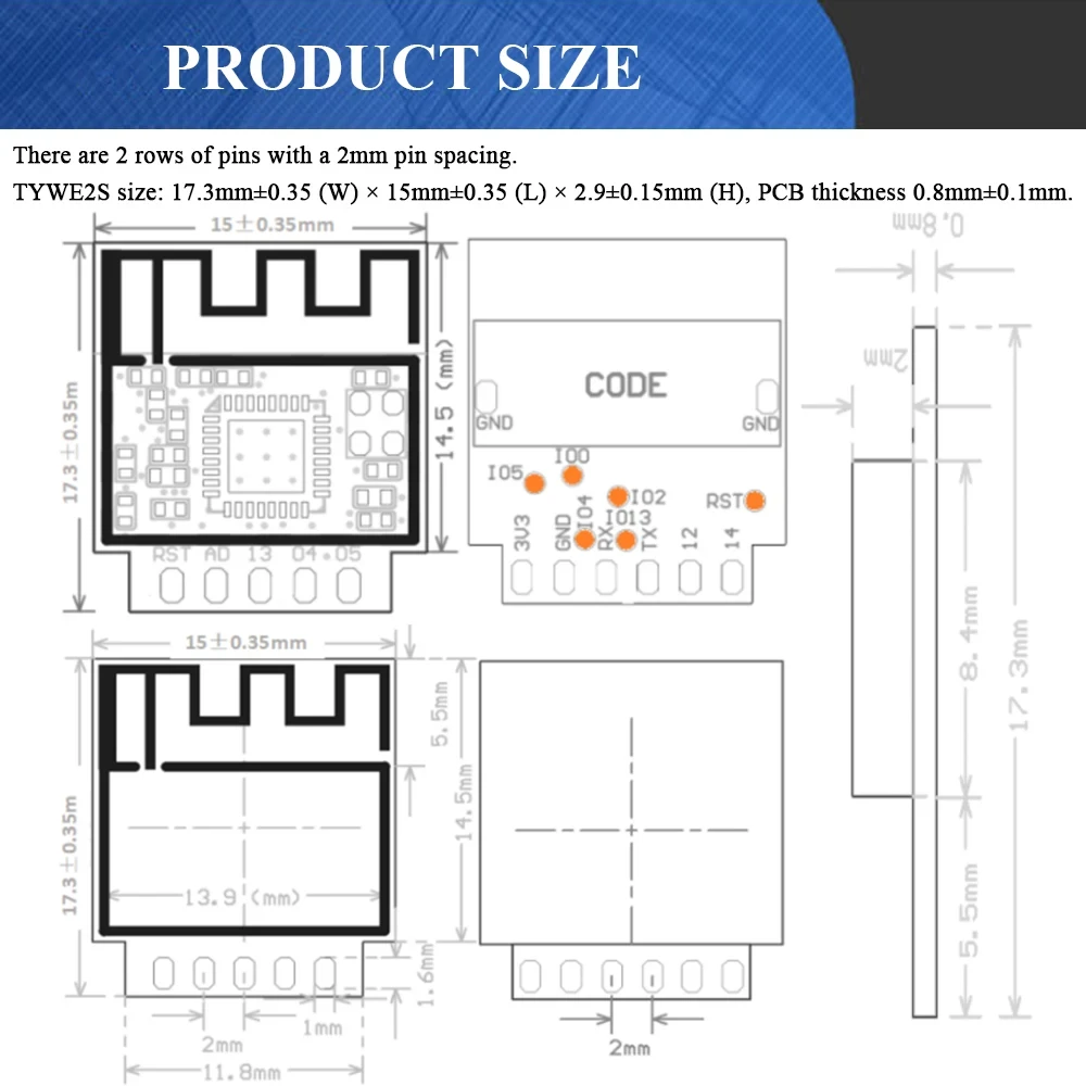 ESP 02S Serial Wireless 2.4G Wifi Module Transceiver for Smart Home Industrial IoT 1MB Flash ESP02S ESP8285 ESP-02S