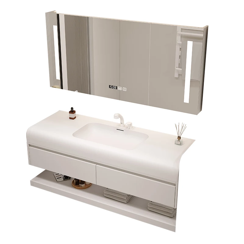 

Corian integrated basin oak bathroom cabinet combination skin feel washbasin washbasin customization