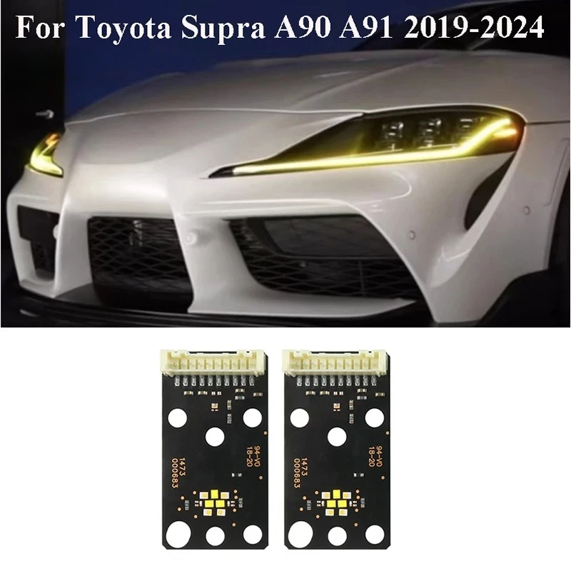 

DRL Boards For 2021 2022 Toyota GR Supra A90 A91 2020-2024 Lemon Yellow LED Headlight Modules Chip Daytime Running Lights