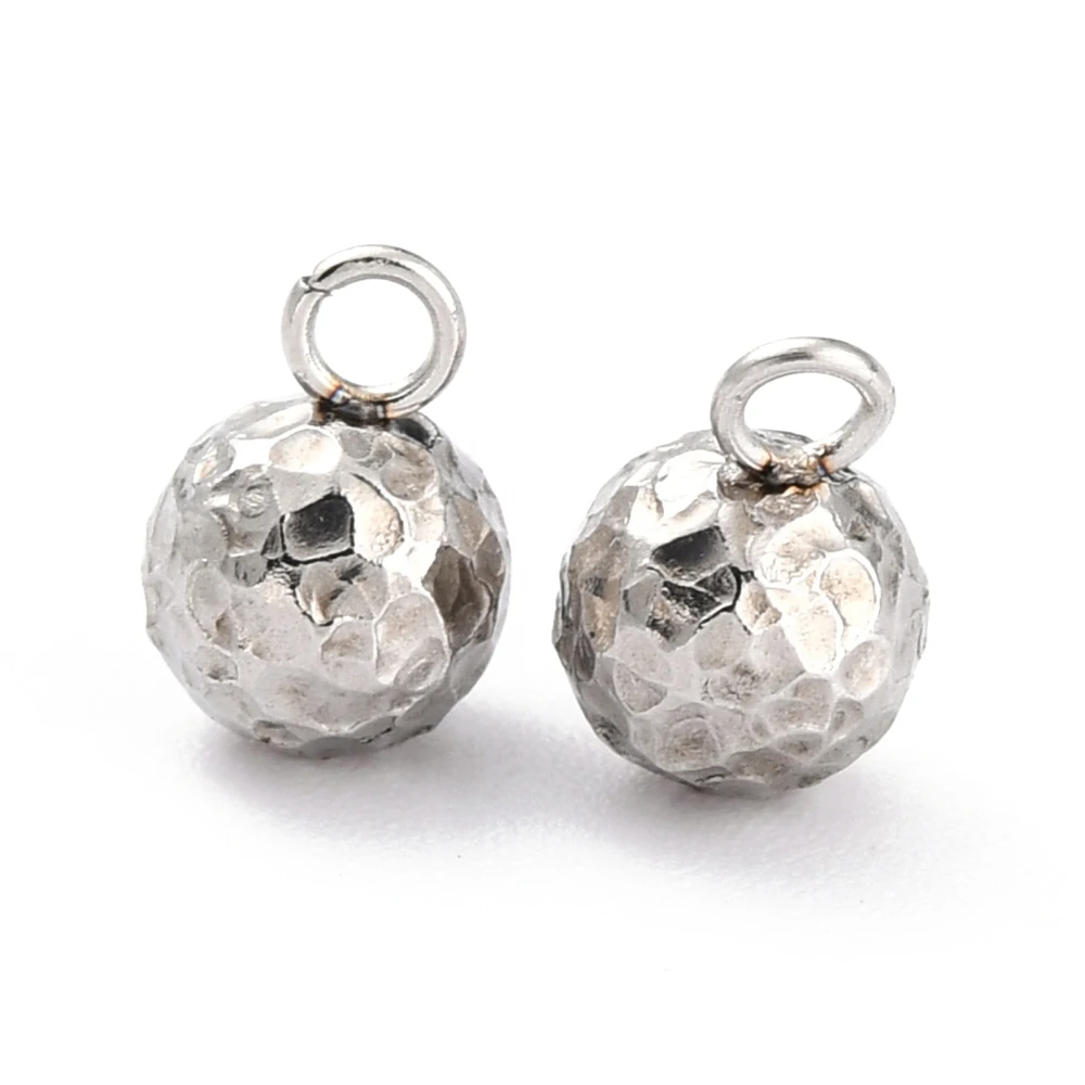 10Pcs Round Textured Charms Resistant 304 Stainless Steel Charms Stainless Steel Color for Women DIY Necklace Bracelet Earring