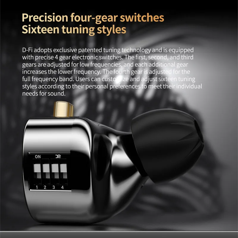 KZ-D-Fi Noise Canceling Headphones, HiFi Bass Earbuds Monitor, 4-Level Tuning Switch Headphone, Sports Stereo Sound Headset — product photo 1 of 1