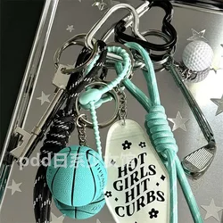 New Japanese and Korean Ins niche pendant miu series Bag charms Tiffany blue rope bag pendant car keychain couple golf pendant