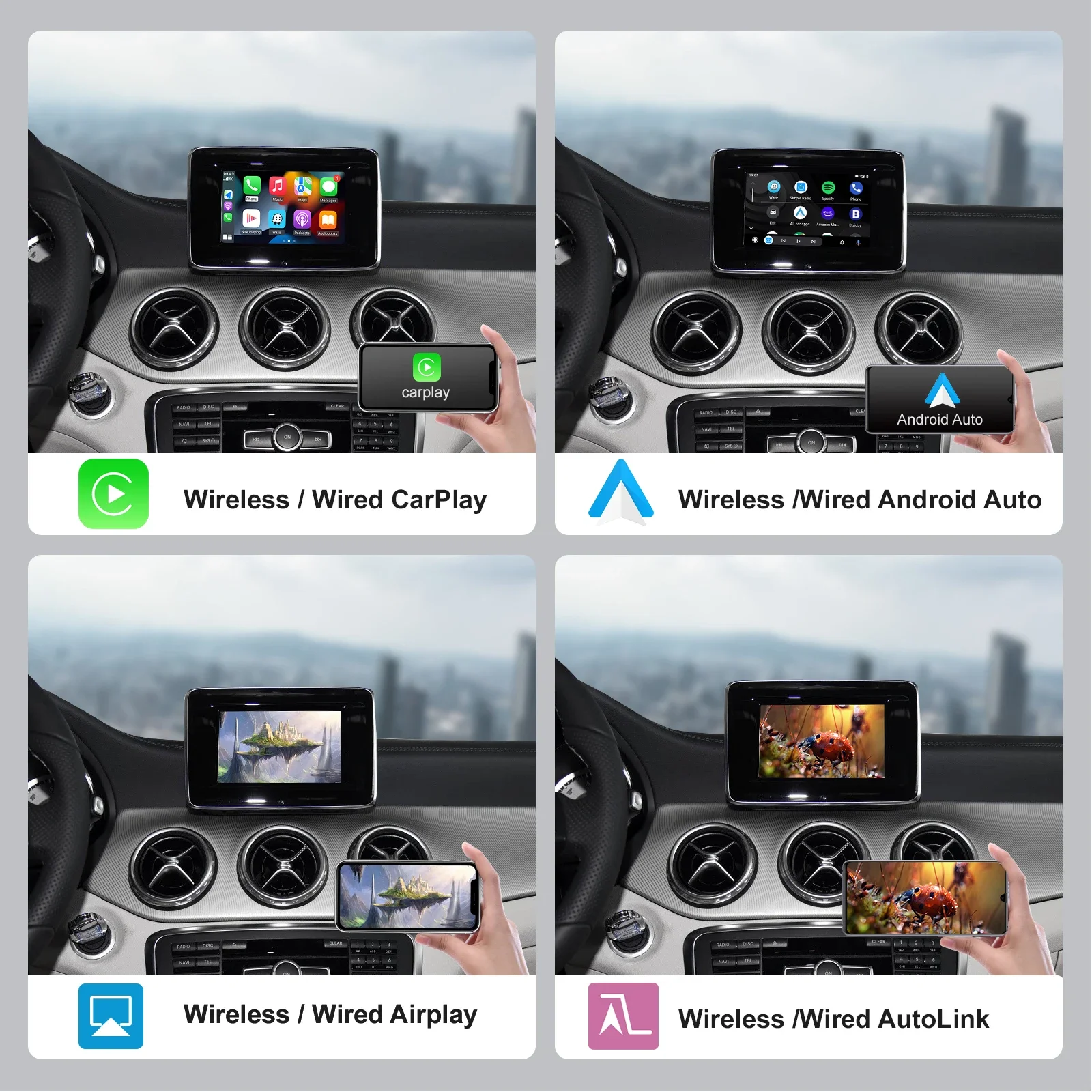 CarPlay Android Auto اللاسلكي لسيارة Mercedes Benz A B C E Class GLA CLA GLK SLK CLS W204 W176 W246 X204 C117 NTG4.5/4.7 #4