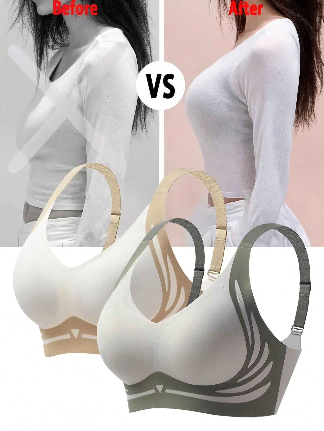 

Женский бесшовный бюстгальтер, 2 шт., мощный бесшовный бюстгальтер пуш-ап, беспроводной бюстгальтер пуш-ап, нижнее белье для большой груди, чтобы выглядеть меньше