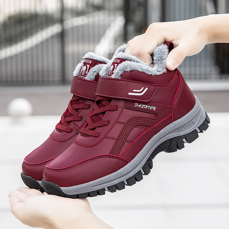 

Women's Winter Thickened Warm Fleece Lined Snow Boots Anti-slip Sports Shoes Comfortable Walking Shoes for Elderly Mothers