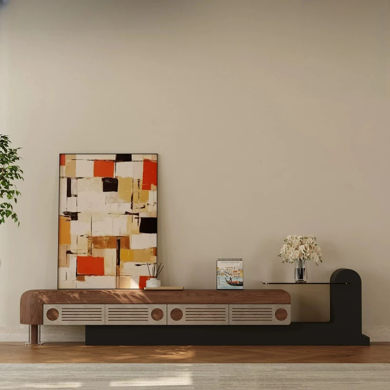 Mural Design Tv Stand Side Support Telescopic Partitions Tv Cabinets Monitor Sofa Front Meuble Salon Mid Century Furniture
