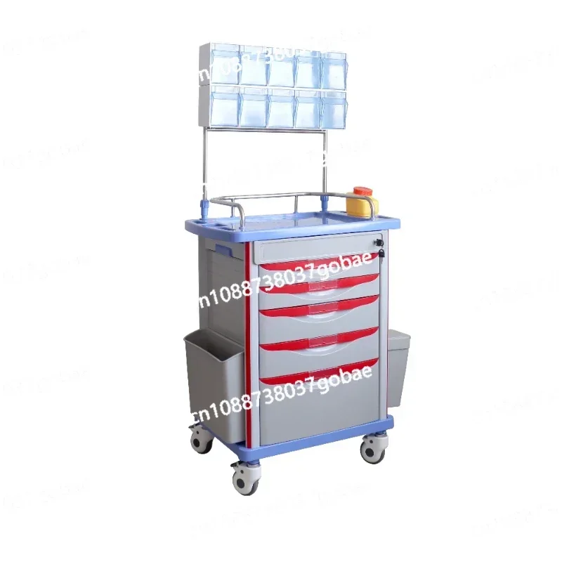 Hospital Furniture ABS Plastic Anesthesia Medicine Medical Cart Emergency Treatment Trolley