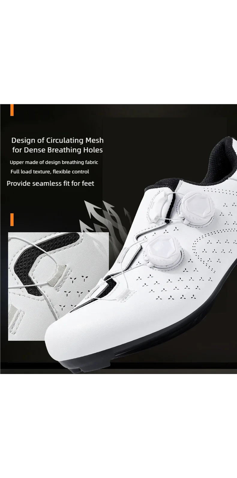 Speed Cycling Sneaker Herren Rennrad-Schuhe Cleat-Schuhe SPD-Schuhe Fahrrad-Flachpedalschuhe Herren Fahrrad Outdoor-Schuhe Weiß – Detail 3