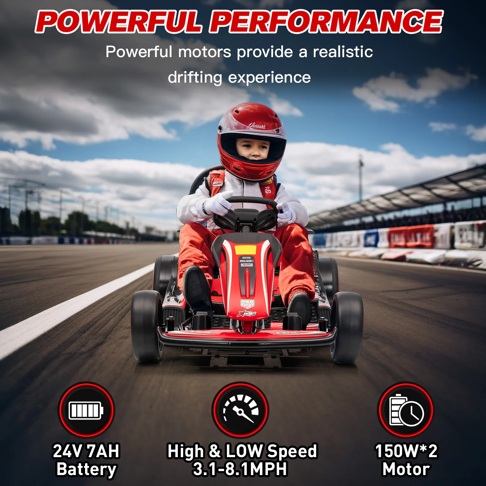 MUKIDY 24V ไฟฟ้า Go Kart,รถเข็นดริฟท์สําหรับ 6 + ของขวัญเด็ก, แบตเตอรี่ขับเคลื่อนกลางแจ้งขี่รถของเล่นเด็ก Go Kart พร้อมเข็มขัดนิรภัย