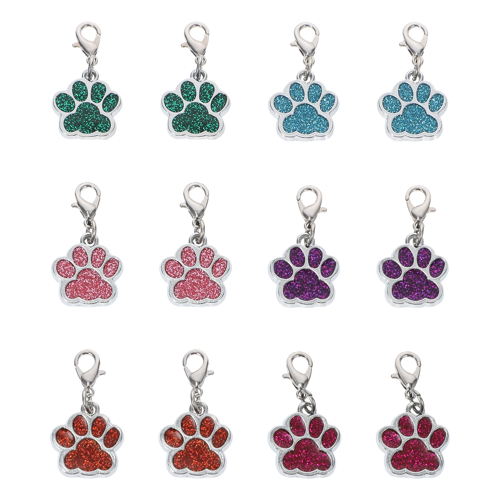 

12pcs Clasp Pendant DIY Jewelry Accessories Round Diy Pendant Set Animal Paw Charms Stainless Steel Craft Supplies