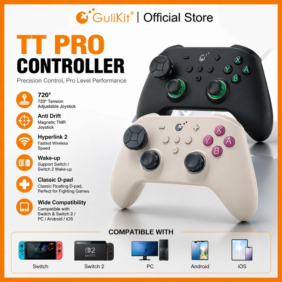 GuliKit TT Pro ゲームコントローラー、TMRジョイスティック、ハイパー