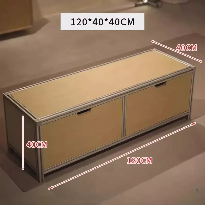 Industrial style aluminum profile birch ocean board locker coffee shop booth milk tea shop bench dual-purpose table
