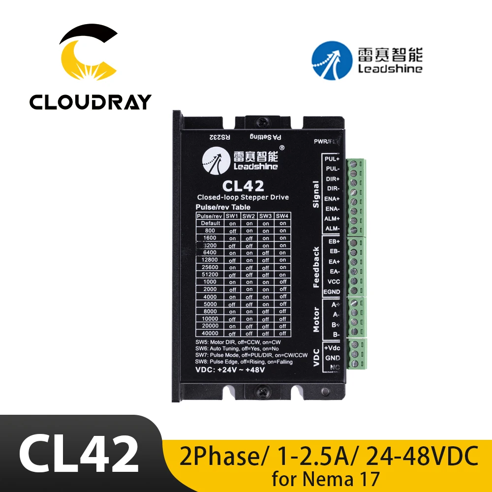 Leadshine CL42 Nema17 Stepper Driver Closed Loop Driver 24-48VDC 0.5-8A Digital Stepper Motor 2 Phase Motor Controller