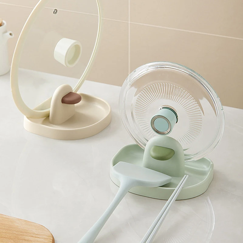 1pc Multifunctional Plastic Kitchen Countertop Storage Rack Household Soup Spoon Pot Cover Storage Rack