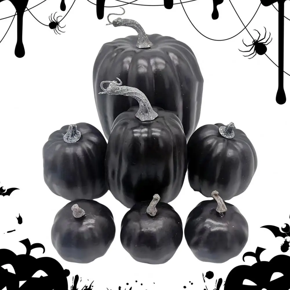 Theater Props Pumpkins Realistic Artificial Pumpkins for Fall Harvest Halloween Decor Set of 7 Faux Foam Plastic for Home