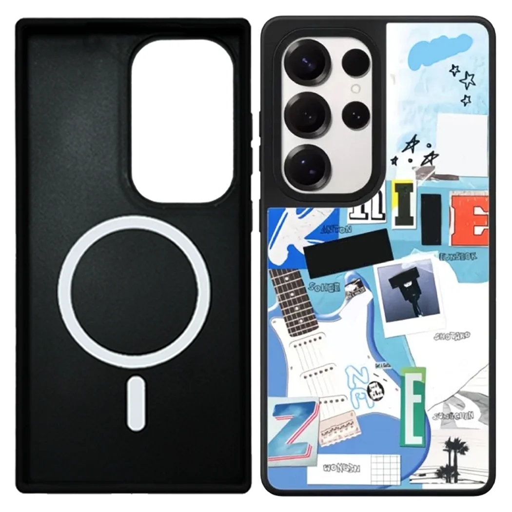 

Guitar Sticker Letters Mirror / Acrylic Magnetic Case: Compatible with Samsung Galaxy S23 U S24U S25 Ultra S25+ Plus Shell