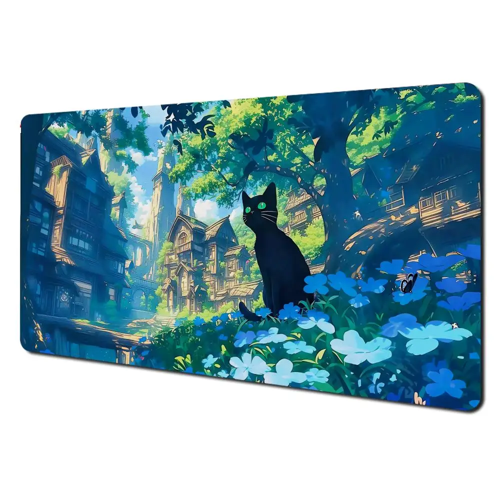 

Кошачий зеленый защитный коврик для глаз, игровой коврик для ноутбука, большой аксессуар для игрового стола, эстетичный нескользящий коврик для ноутбука, планшета, мини-ПК