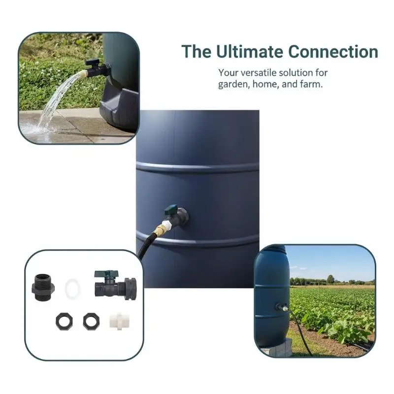 1 Set 3/4 Inch Rain Bucket Valve Rain Bucket Spigot Kit PVC Rain Bucket Diverter Kits With Bulkhead Fitting Adapter 3/4''