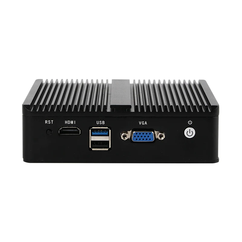 Helorpc Mini PC industrial con soporte Inter Celeron N2830 Computadora sin ventilador Pfsense con 1xHDMI 1xVGA 4xi211 LAN Win10Pro Ready
