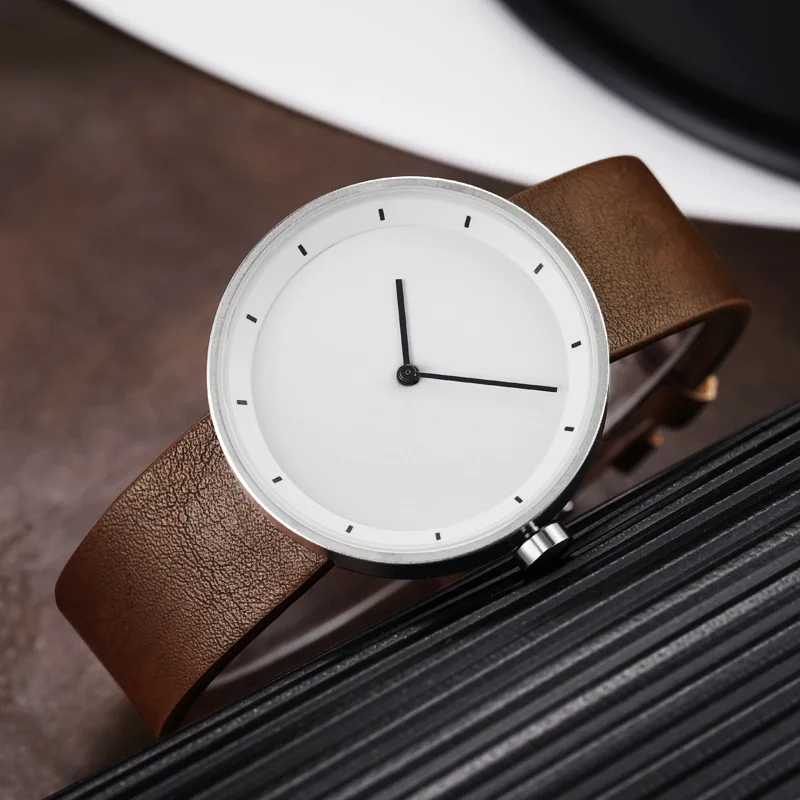 Mens Minimalist Style Simple Quartz Wristwatches PU Strap Casual Fashion Round Watch In Daily Sport Watches Relogios Masculino