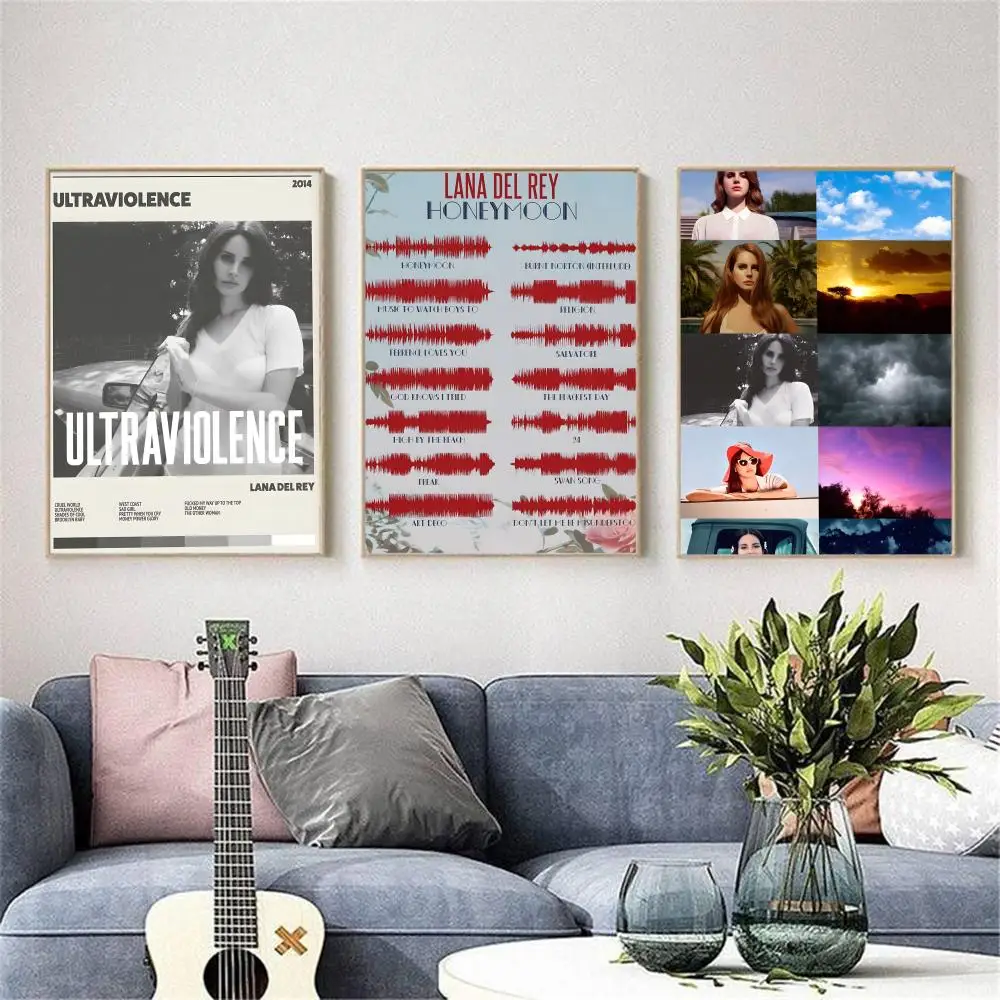 لانا ديل ري ألبوم الموسيقى الساخن المشارك ملصق مقاوم للماء HD جدار ملصق فني ذاتية اللصق ديكور جمالي للمعيشة المنزلية