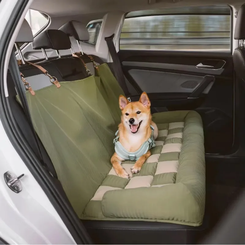 Dog Beds Luxury Pet Beds Faux Leather Dog Car Seat Booster Double Seats Pet Car Seat Bed with Safety Buckle