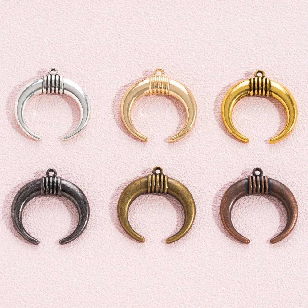 อุปกรณ์เครื่องประดับโลหะผสม DIY จี้พระจันทร์และพระจันทร์เสี้ยวย้อนยุค ต่างหู สร้อยคอ กำไลข้อมือ และจี้